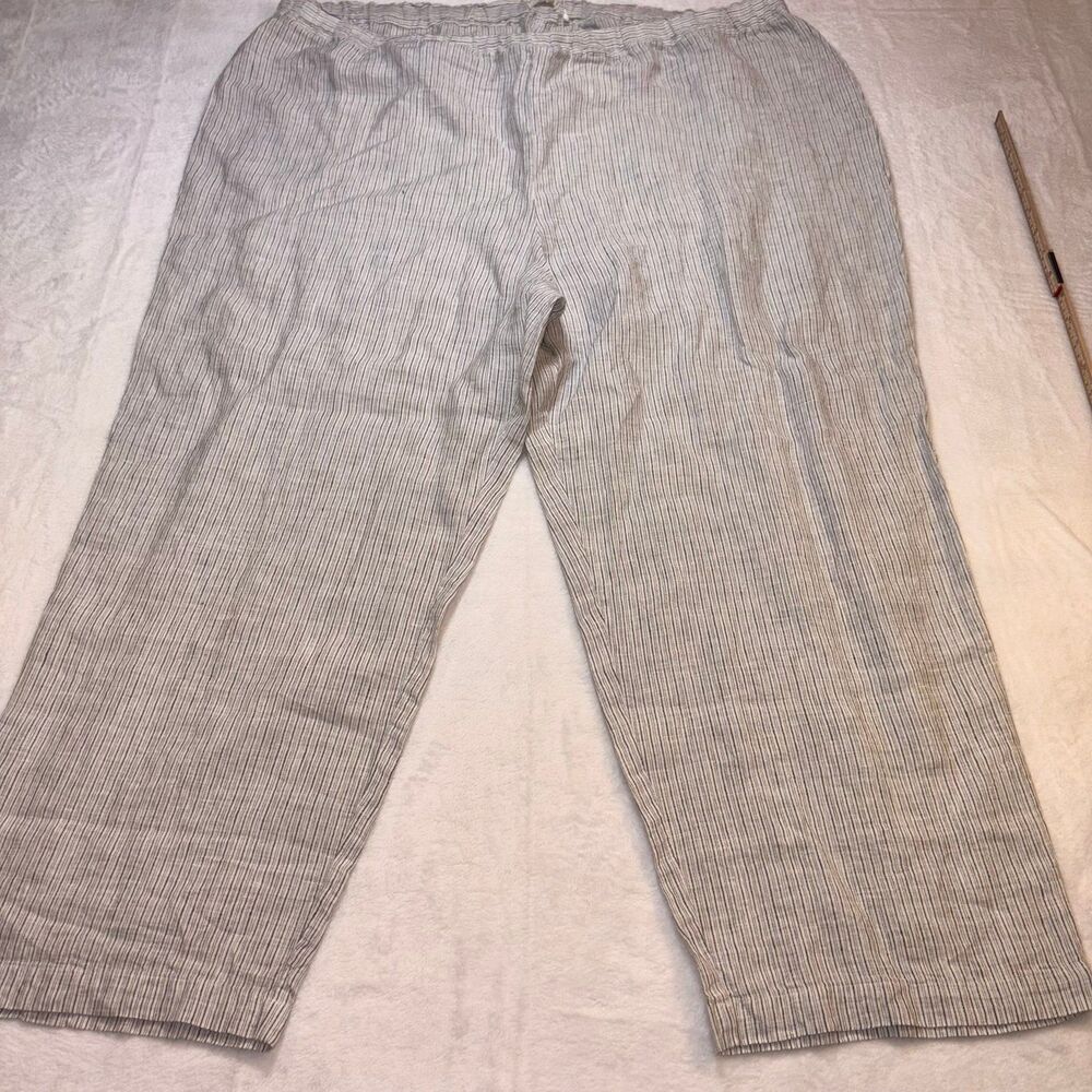 Pants Eileen Fisher Organic Linen Stripe Cropped Pants 2X NWT Elastic Waist Wide